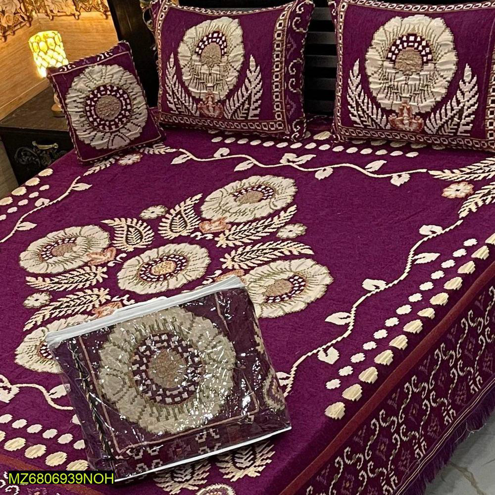 4 PCs velvet jacquard double bed sheets